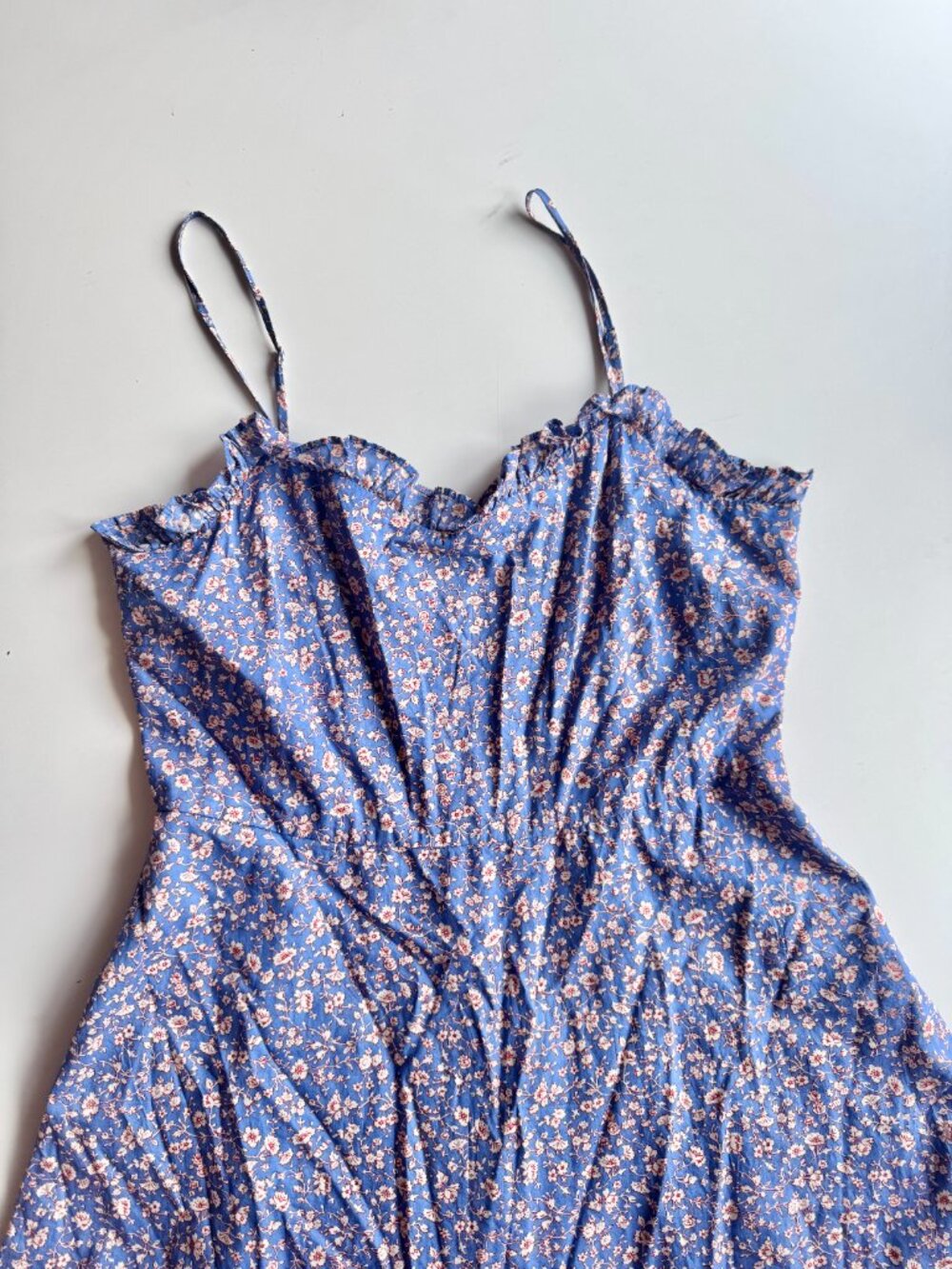 MADEWELL Summer Vines Heritage Blue Floral Cotton Voile Cami Mini Dress, Size 6 - Picture 7 of 12